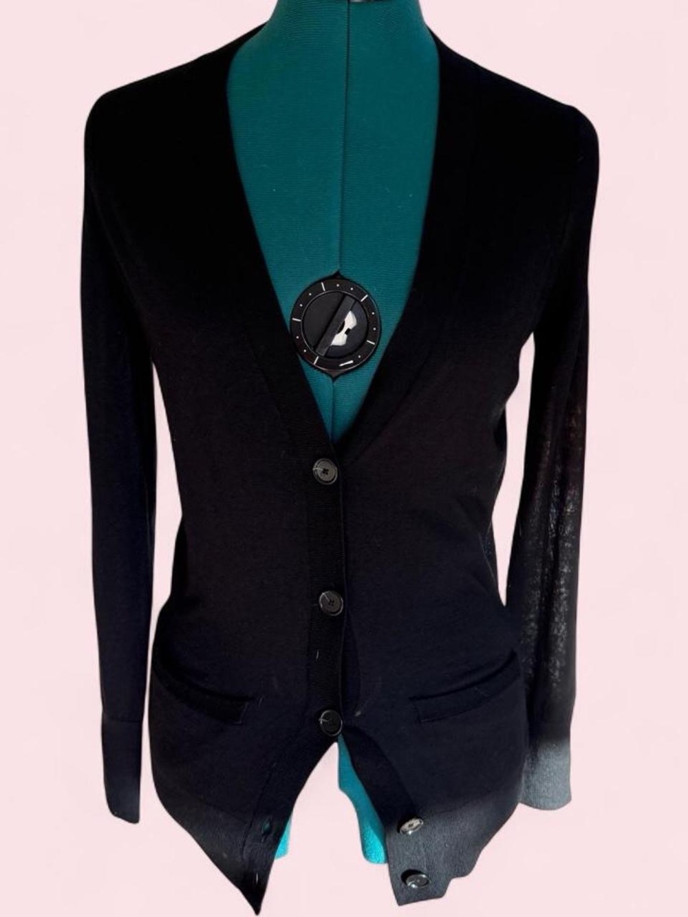 LOFT Black Button-Front Cardigan Blazer